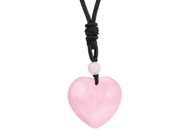 Heart Pendant Necklace- Rose Quartz Crystal