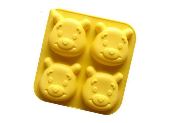 Soap Mold / Pooh Bear Face / 4 Cavities