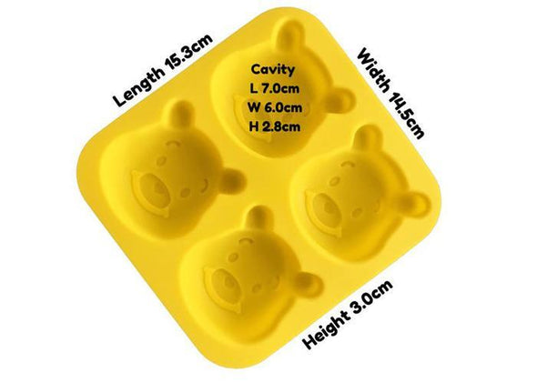 Soap Mold / Pooh Bear Face / 4 Cavities