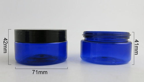 Blue Pots / cosmetic / Black lids 100gm