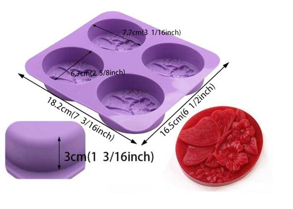 Soap Mold Butterfly on Flower 4 Cavities