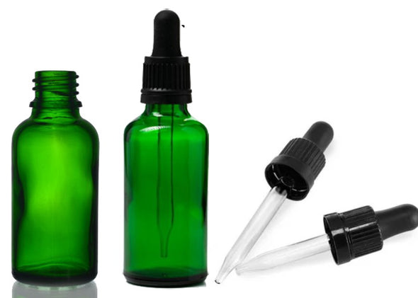 Green Glass Essential Oil Bottle wth dripper 50ml