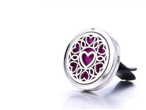 Car Aromatherapy Diffuser /Hearts Circle Vent Essential Oil Diffuser + 10 Pads