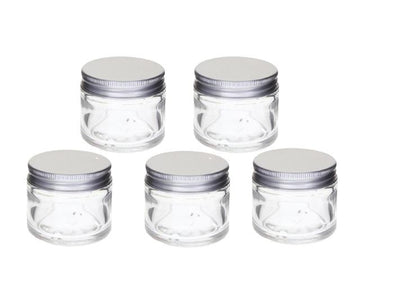 Glass Pots 15gm / Lip Balm Pots / Clear, Aluminium Lid