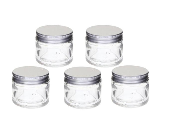 Glass Pots 15gm / Lip Balm Pots / Clear, Aluminium Lid