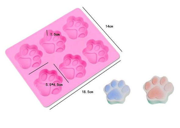 Soap Mold Paw Print Silicon Mold (6 Cavities)