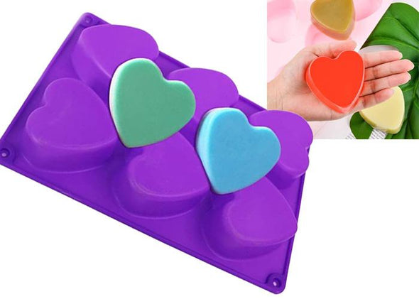 Soap Molds/Moulds  reusable-Heart x 6