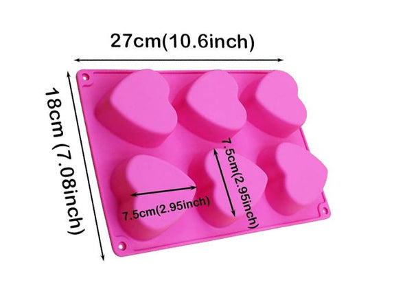 Soap Molds/Moulds  reusable-Heart x 6