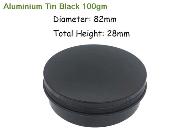 100gm Aluminium Tins Black