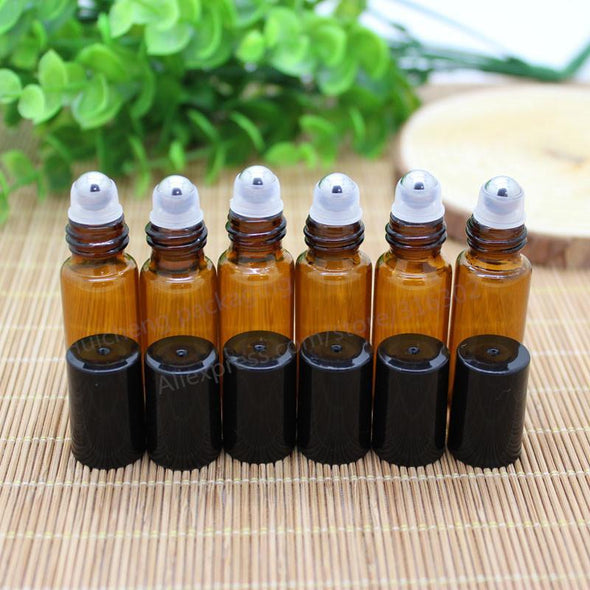 Roll on Bottle 5ml Amber Glass / refillable / Essential Oil Roller Bottle