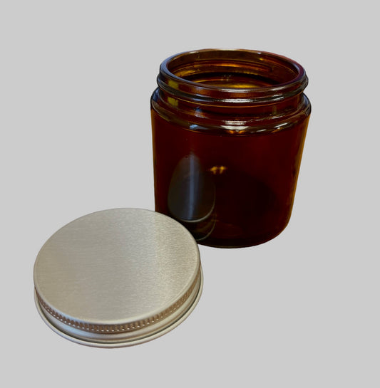 Amber Cosmetic Pot Glass 120ml Aluminium Lid