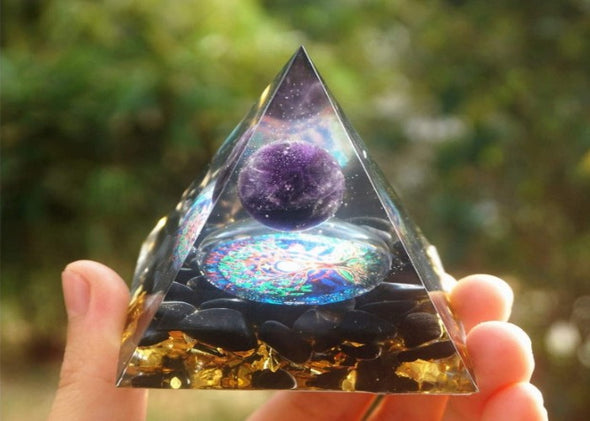 Pyramid Crystal Healing Amethyst Orgonite Pyramid Crystal