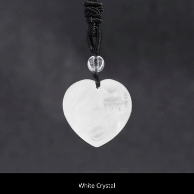 Heart Pendant Necklace- White Crystal